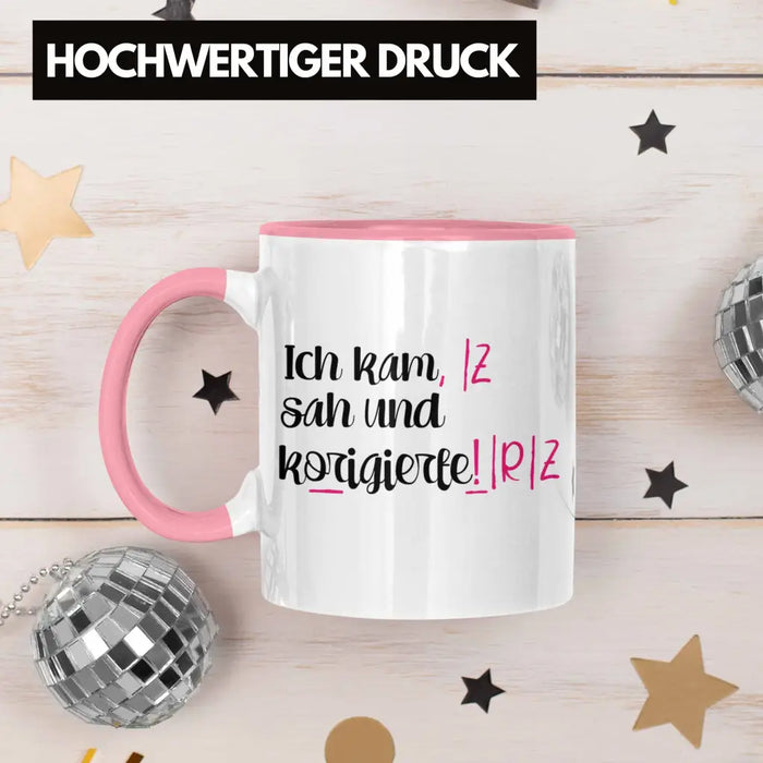 Lehrerin Geschenk Tasse Spruch Grundschule Geschke Lustig für Lehrerinnen Abschied Geschenkidee Englisch Deutsch Rosa Trendation
