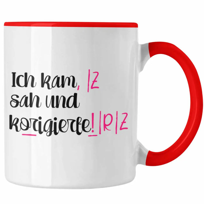 Lehrerin Geschenk Tasse Spruch Grundschule Geschke Lustig für Lehrerinnen Abschied Geschenkidee Englisch Deutsch Rot Trendation