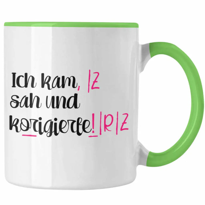 Lehrerin Geschenk Tasse Spruch Grundschule Geschke Lustig für Lehrerinnen Abschied Geschenkidee Englisch Deutsch Grün Trendation