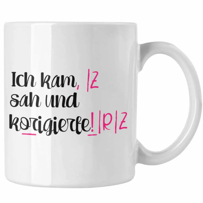 Lehrerin Geschenk Tasse Spruch Grundschule Geschke Lustig für Lehrerinnen Abschied Geschenkidee Englisch Deutsch Weiß Trendation