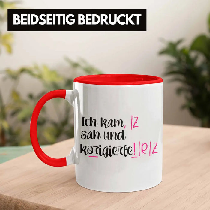 Lehrerin Geschenk Tasse Spruch Grundschule Geschke Lustig für Lehrerinnen Abschied Geschenkidee Englisch Deutsch Rot Trendation
