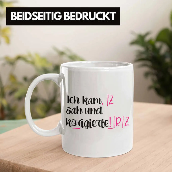 Lehrerin Geschenk Tasse Spruch Grundschule Geschke Lustig für Lehrerinnen Abschied Geschenkidee Englisch Deutsch Weiß Trendation