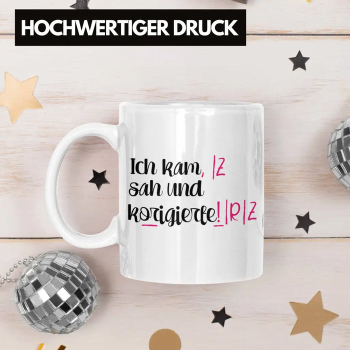 Lehrerin Geschenk Tasse Spruch Grundschule Geschke Lustig für Lehrerinnen Abschied Geschenkidee Englisch Deutsch Weiß Trendation