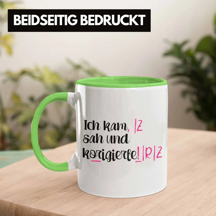 Lehrerin Geschenk Tasse Spruch Grundschule Geschke Lustig für Lehrerinnen Abschied Geschenkidee Englisch Deutsch Grün Trendation
