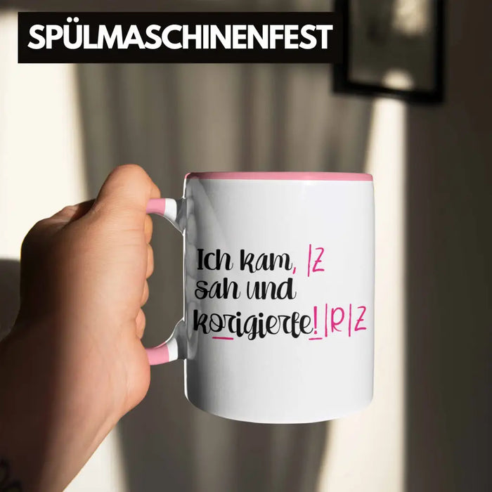 Lehrerin Geschenk Tasse Spruch Grundschule Geschke Lustig für Lehrerinnen Abschied Geschenkidee Englisch Deutsch Rosa Trendation