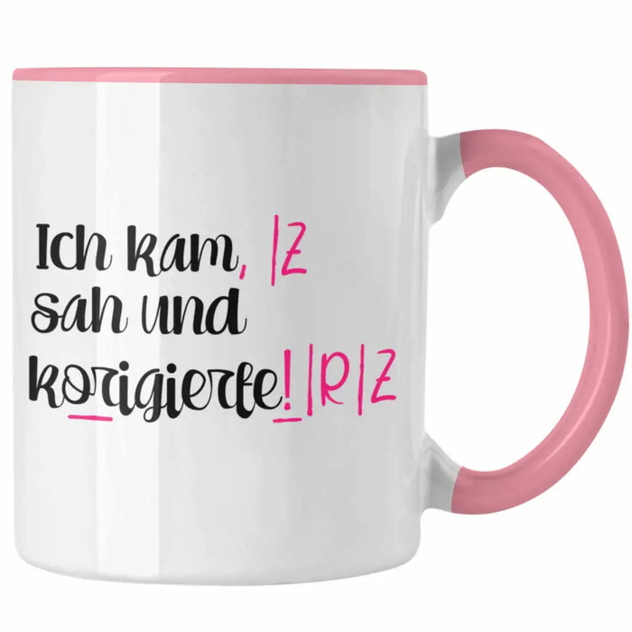 Lehrerin Geschenk Tasse Spruch Grundschule Geschke Lustig für Lehrerinnen Abschied Geschenkidee Englisch Deutsch Rosa Trendation