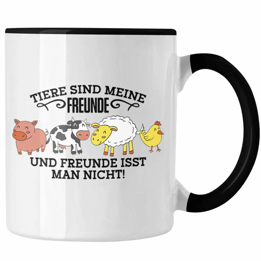 Lustige Veganer Tasse - "Tiere sind meine Freunde" Geschenk für Tierliebhaber Trendation