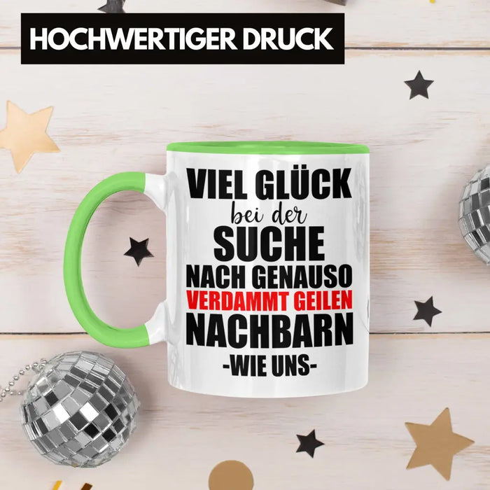 Nachbarn Abschied Geschenk Tasse Abschiedsgeschenk Nachbarin Nachbar Bester Nachbar Grün Trendation