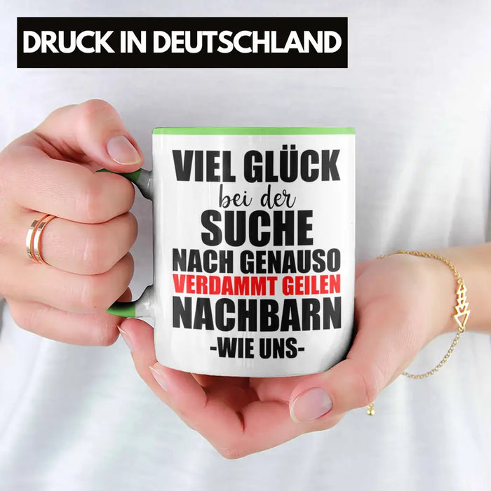 Nachbarn Abschied Geschenk Tasse Abschiedsgeschenk Nachbarin Nachbar Bester Nachbar Grün Trendation