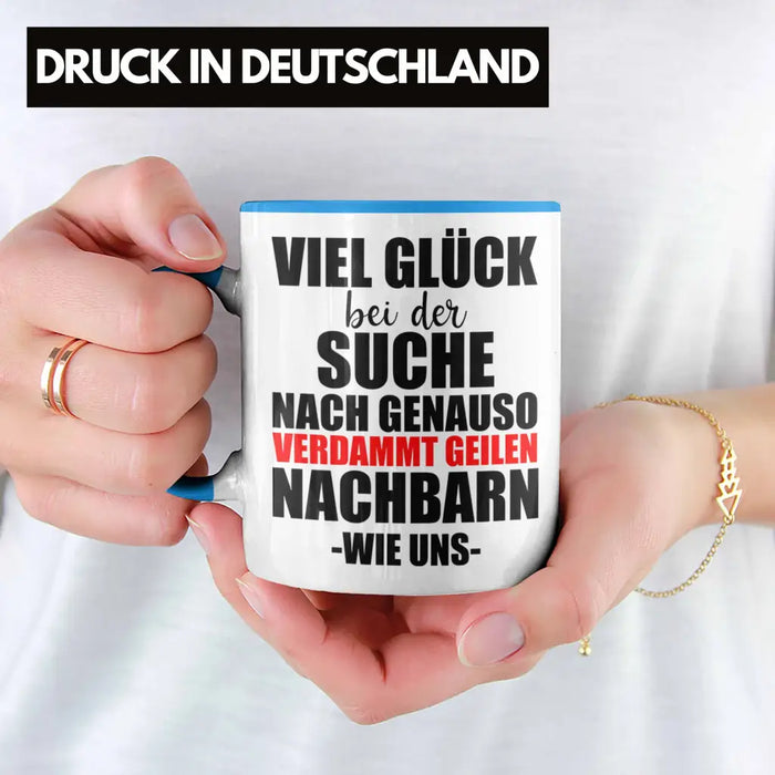 Nachbarn Abschied Geschenk Tasse Abschiedsgeschenk Nachbarin Nachbar Bester Nachbar Blau Trendation