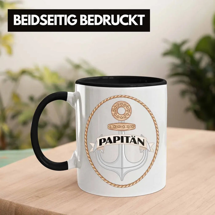Papitän Tasse Geschenk Vater Papa Kapitän Segler Segelboot Geschenkidee Vatertag Anker Trendation