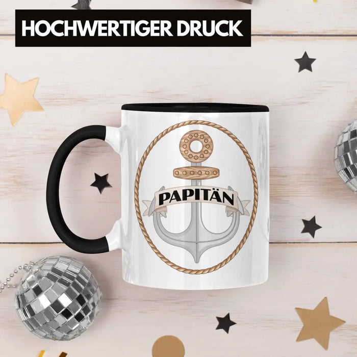 Papitän Tasse Geschenk Vater Papa Kapitän Segler Segelboot Geschenkidee Vatertag Anker Trendation