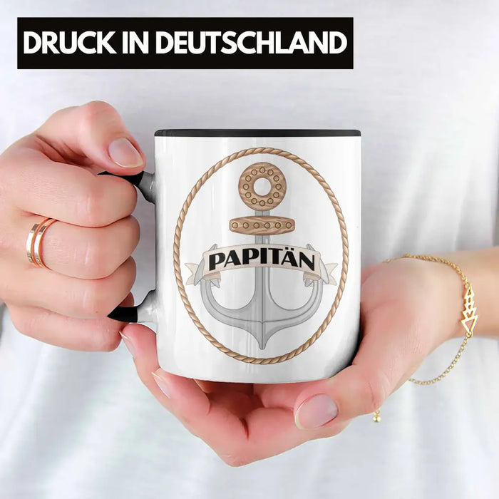 Papitän Tasse Geschenk Vater Papa Kapitän Segler Segelboot Geschenkidee Vatertag Anker Trendation