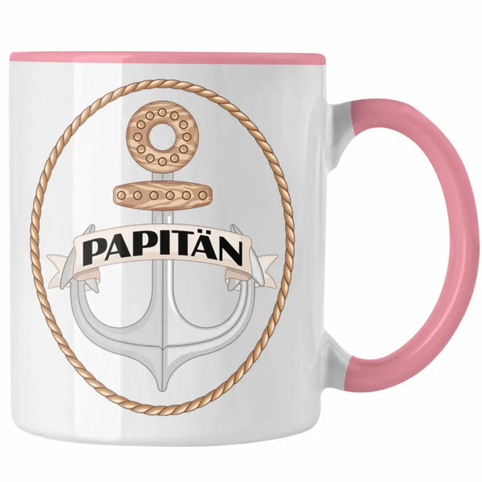 Papitän Tasse Geschenk Vater Papa Kapitän Segler Segelboot Geschenkidee Vatertag Anker Rosa Trendation