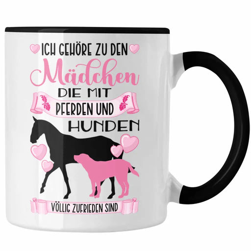 Pferd Hund Tasse Geschenk Mädchen Reiterin Geschenkidee Rosa Kaffeetasse Reiten Lustiger Spruch Trendation
