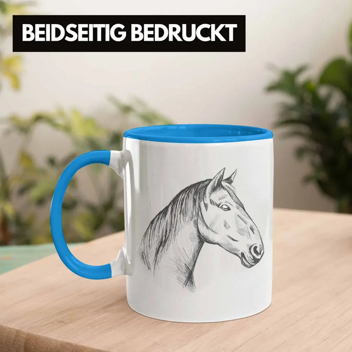 Pferde Tasse Lustig Reiterin Geschenk Pferde Geschenke Mädchen Pferdeliebhaber Blau Trendation