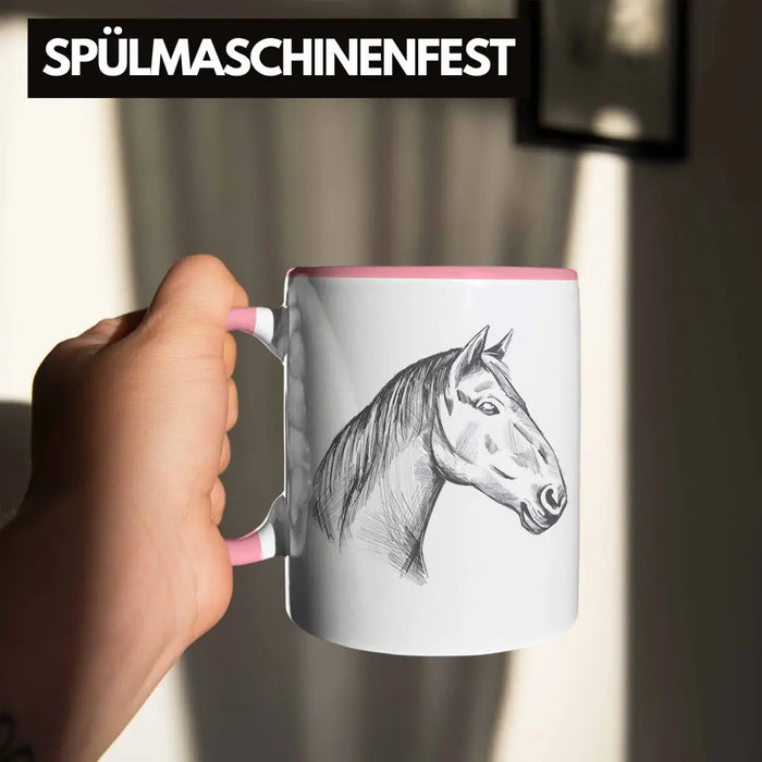 Pferde Tasse Lustig Reiterin Geschenk Pferde Geschenke Mädchen Pferdeliebhaber Rosa Trendation