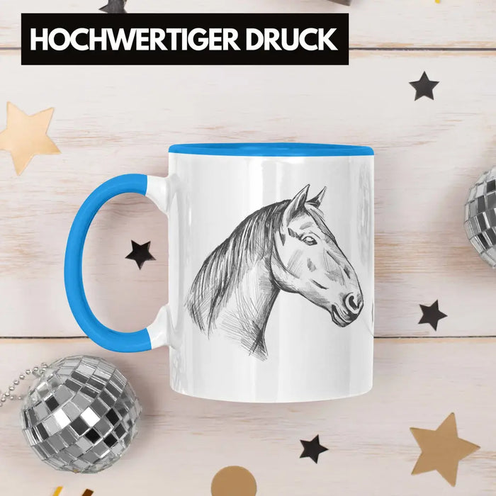 Pferde Tasse Lustig Reiterin Geschenk Pferde Geschenke Mädchen Pferdeliebhaber Blau Trendation