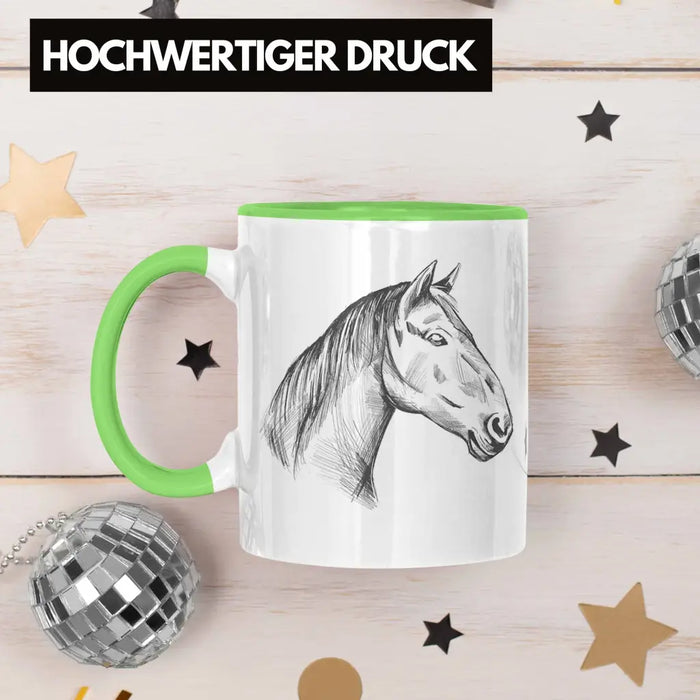 Pferde Tasse Lustig Reiterin Geschenk Pferde Geschenke Mädchen Pferdeliebhaber Grün Trendation