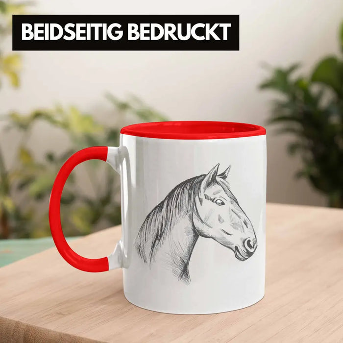 Pferde Tasse Lustig Reiterin Geschenk Pferde Geschenke Mädchen Pferdeliebhaber Rot Trendation