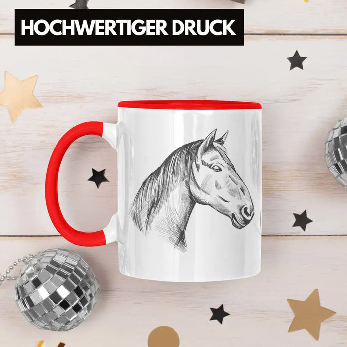 Pferde Tasse Lustig Reiterin Geschenk Pferde Geschenke Mädchen Pferdeliebhaber Rot Trendation