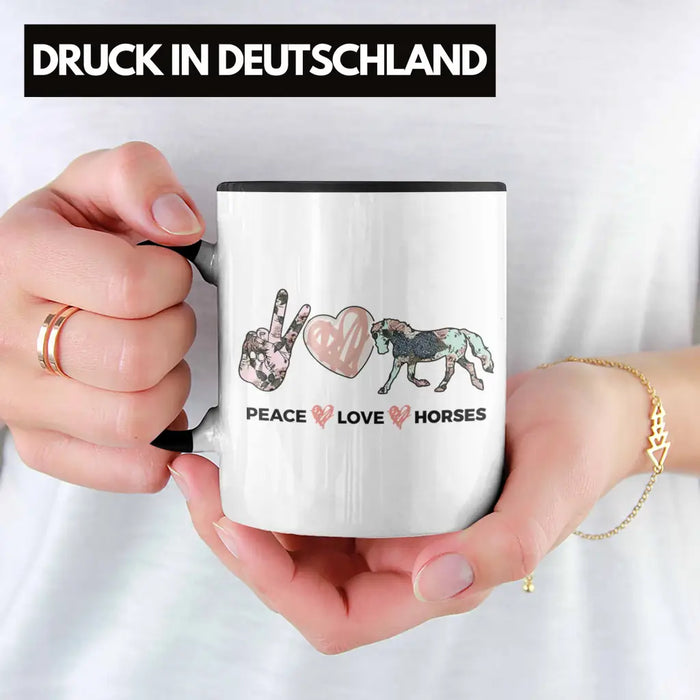 Pferde Tasse Lustig Reiterin Geschenk Pferde Geschenke Mädchen Pferdeliebhaber Peace Love Horses Trendation