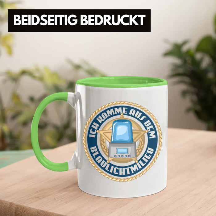 Polizist Geschenk Tasse mit Spruch Geschenke Polizei Männer Lustig Blaulichtmilieu Grün Trendation