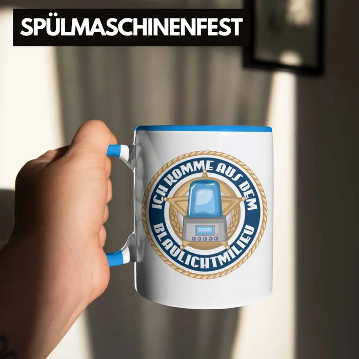 Polizist Geschenk Tasse mit Spruch Geschenke Polizei Männer Lustig Blaulichtmilieu Blau Trendation