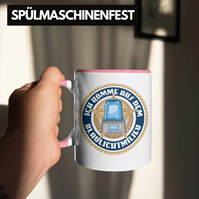 Polizist Geschenk Tasse mit Spruch Geschenke Polizei Männer Lustig Blaulichtmilieu Rosa Trendation