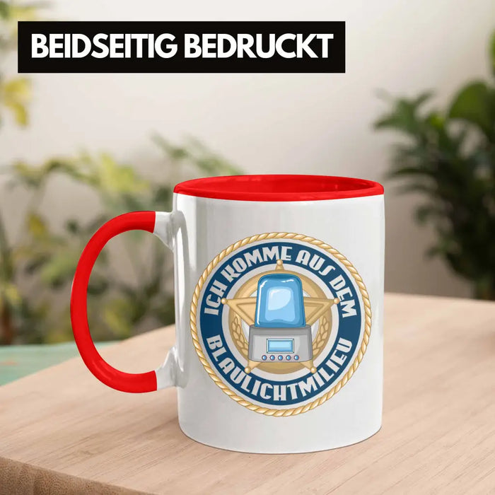 Polizist Geschenk Tasse mit Spruch Geschenke Polizei Männer Lustig Blaulichtmilieu Rot Trendation