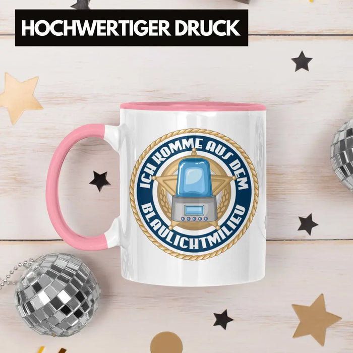 Polizist Geschenk Tasse mit Spruch Geschenke Polizei Männer Lustig Blaulichtmilieu Rosa Trendation