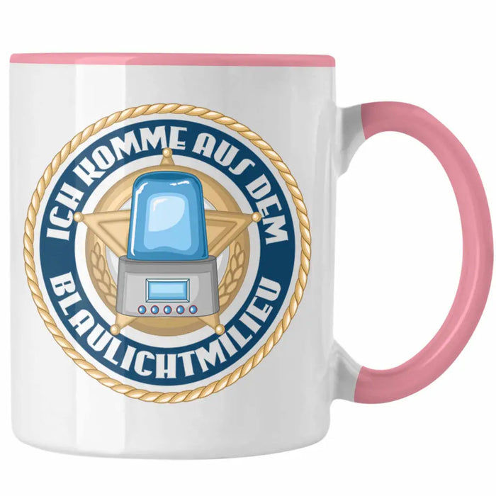 Polizist Geschenk Tasse mit Spruch Geschenke Polizei Männer Lustig Blaulichtmilieu Rosa Trendation