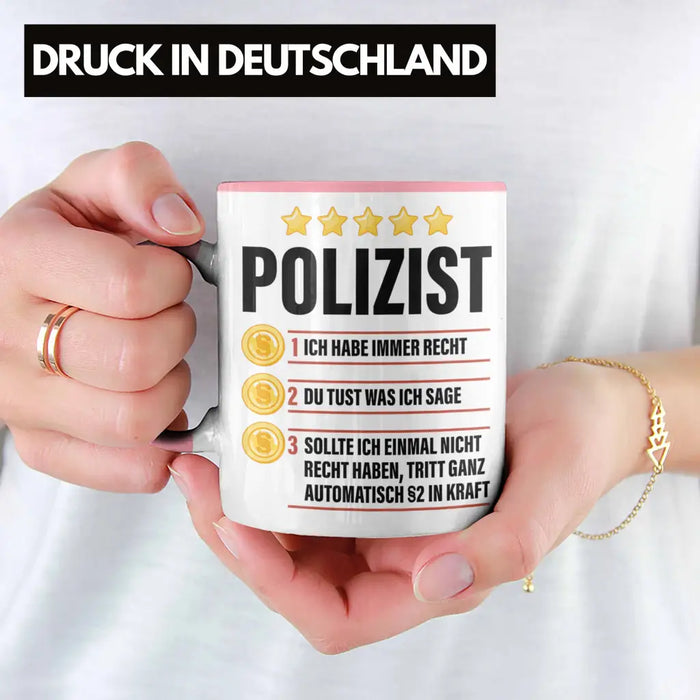 Polizist Geschenk Tasse mit Spruch Geschenke Polizei Männer Lustig Rosa Trendation