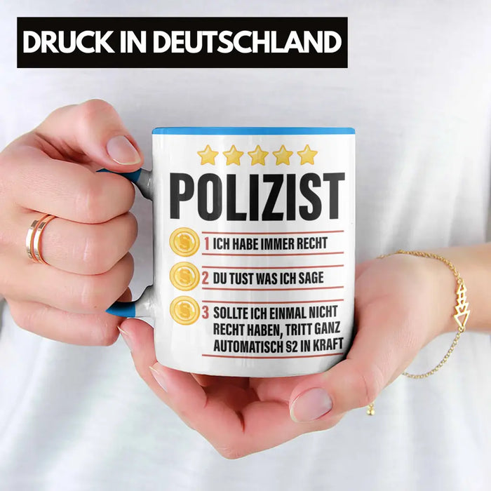 Polizist Geschenk Tasse mit Spruch Geschenke Polizei Männer Lustig Blau Trendation