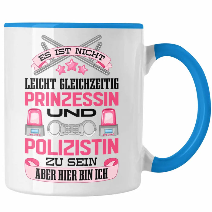 Polizistin Geschenk Tasse mit Spruch Geschenke Polizei Frauen Lustig Blaulichtmilieu Blau Trendation