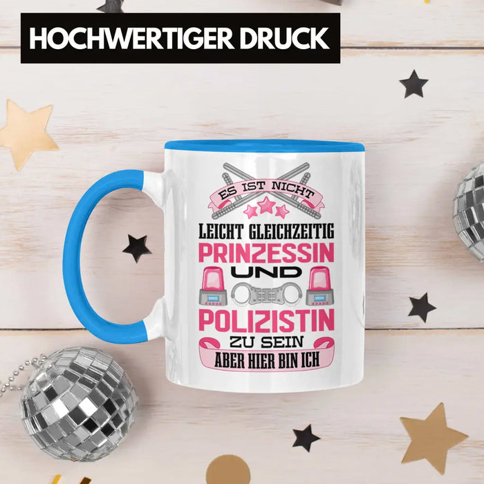 Polizistin Geschenk Tasse mit Spruch Geschenke Polizei Frauen Lustig Blaulichtmilieu Blau Trendation