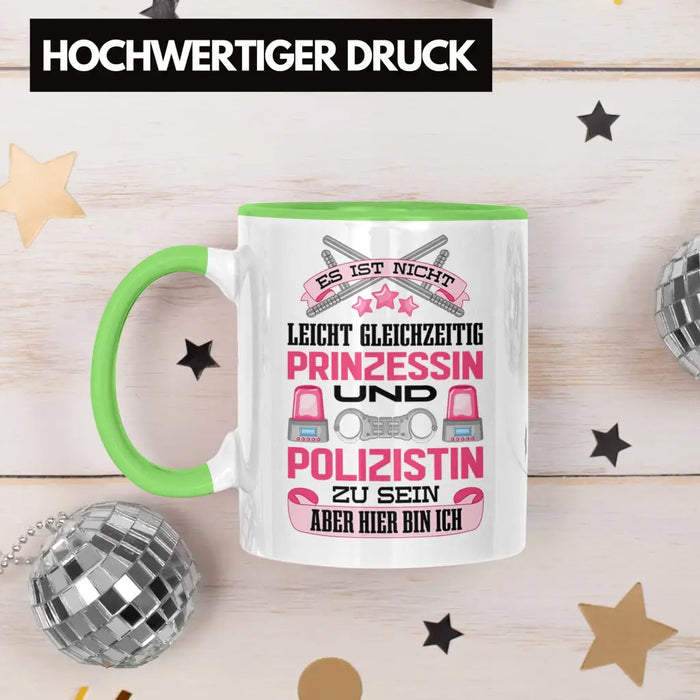 Polizistin Geschenk Tasse mit Spruch Geschenke Polizei Frauen Lustig Blaulichtmilieu Grün Trendation