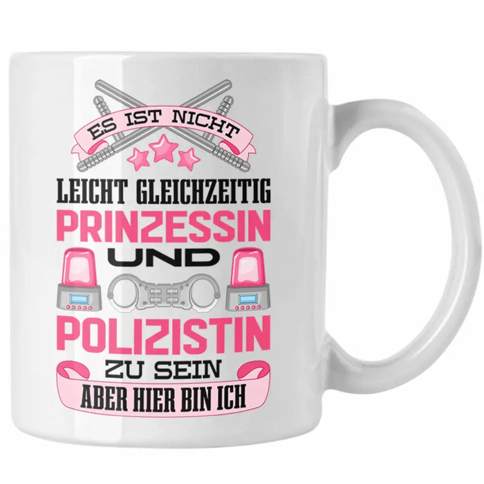 Polizistin Geschenk Tasse mit Spruch Geschenke Polizei Frauen Lustig Blaulichtmilieu Weiß Trendation