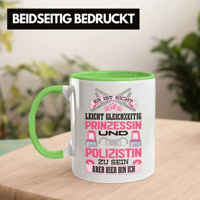 Polizistin Geschenk Tasse mit Spruch Geschenke Polizei Frauen Lustig Blaulichtmilieu Grün Trendation
