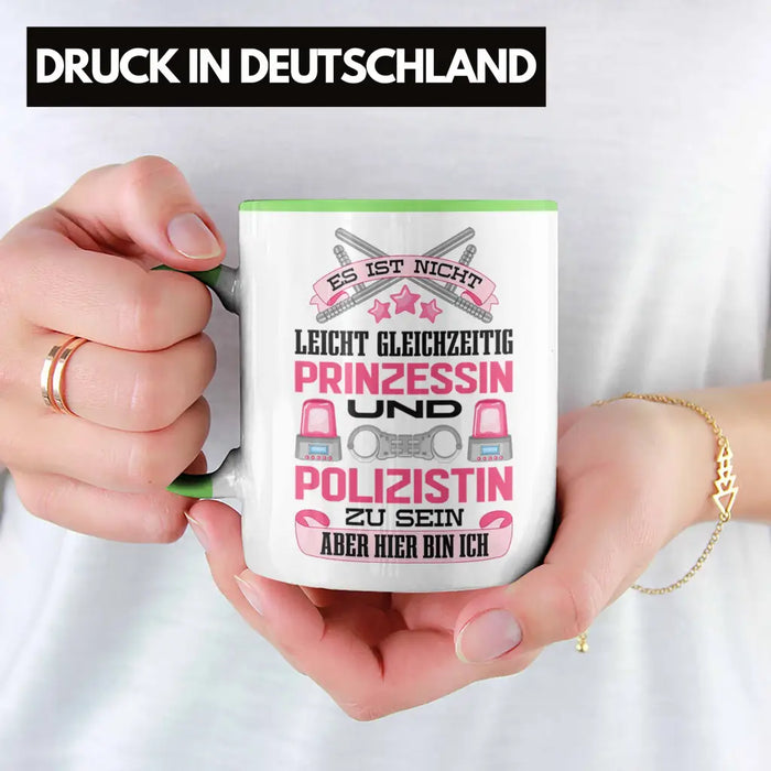 Polizistin Geschenk Tasse mit Spruch Geschenke Polizei Frauen Lustig Blaulichtmilieu Grün Trendation