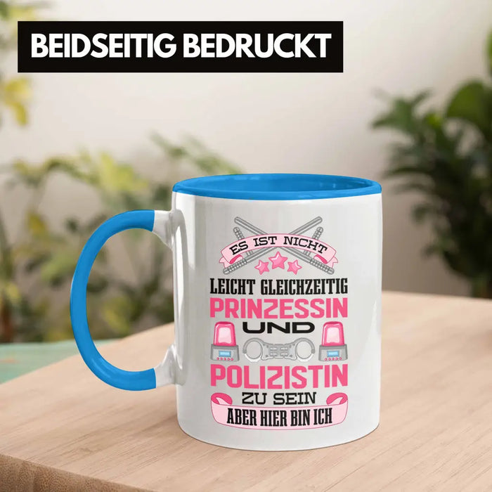 Polizistin Geschenk Tasse mit Spruch Geschenke Polizei Frauen Lustig Blaulichtmilieu Blau Trendation