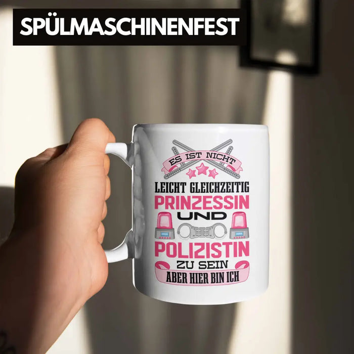 Polizistin Geschenk Tasse mit Spruch Geschenke Polizei Frauen Lustig Blaulichtmilieu Weiß Trendation