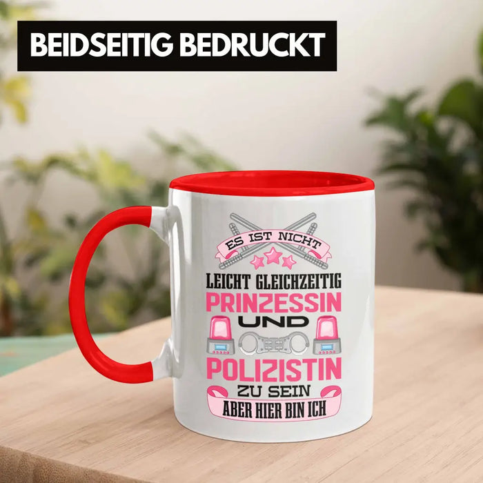Polizistin Geschenk Tasse mit Spruch Geschenke Polizei Frauen Lustig Blaulichtmilieu Rot Trendation