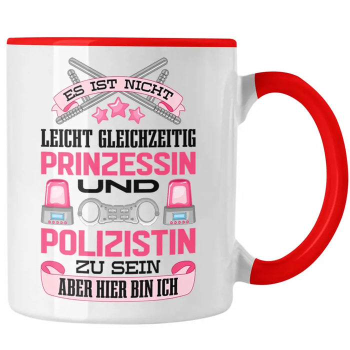 Polizistin Geschenk Tasse mit Spruch Geschenke Polizei Frauen Lustig Blaulichtmilieu Rot Trendation