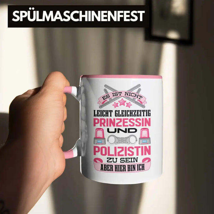 Polizistin Geschenk Tasse mit Spruch Geschenke Polizei Frauen Lustig Blaulichtmilieu Rosa Trendation