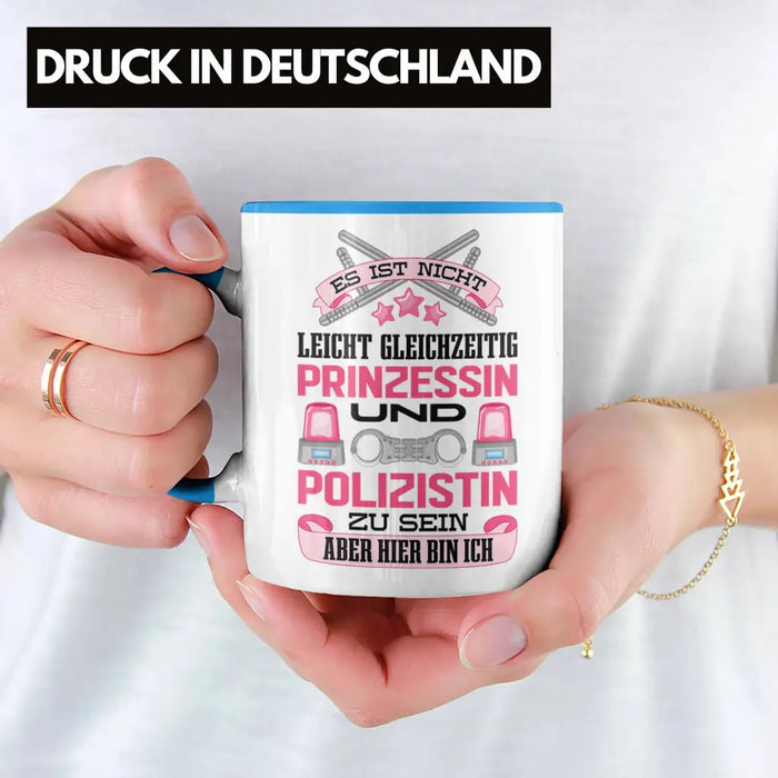 Polizistin Geschenk Tasse mit Spruch Geschenke Polizei Frauen Lustig Blaulichtmilieu Blau Trendation