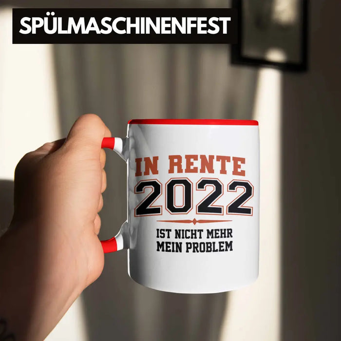 Renter 2022 Tasse Ruhestand Geschenk Rente für Mann Frau Lustig Renteneintritt Abschied Rentnerin Spruch Rot Trendation