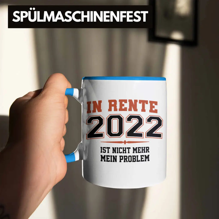 Renter 2022 Tasse Ruhestand Geschenk Rente für Mann Frau Lustig Renteneintritt Abschied Rentnerin Spruch Blau Trendation