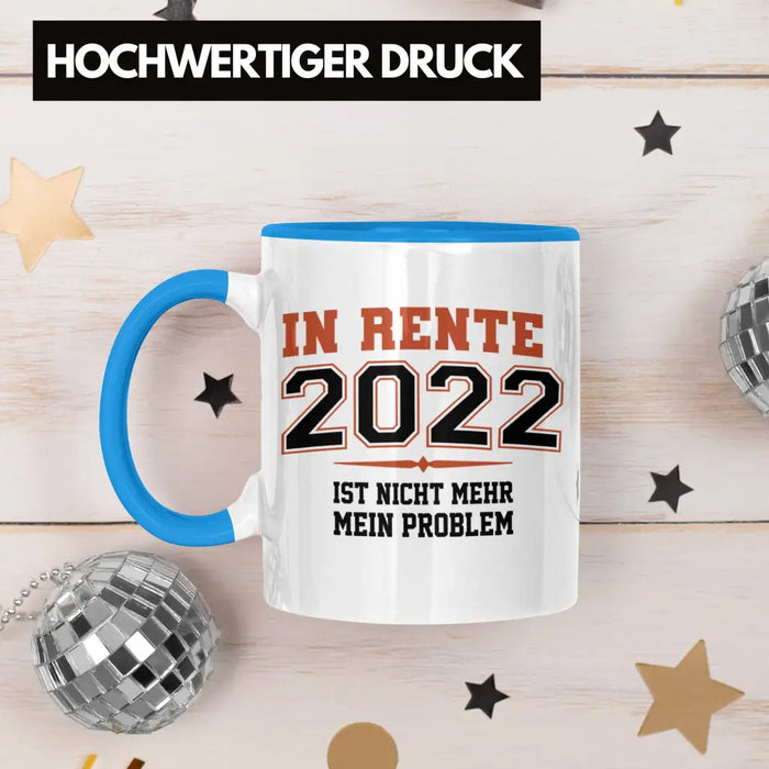 Renter 2022 Tasse Ruhestand Geschenk Rente für Mann Frau Lustig Renteneintritt Abschied Rentnerin Spruch Blau Trendation