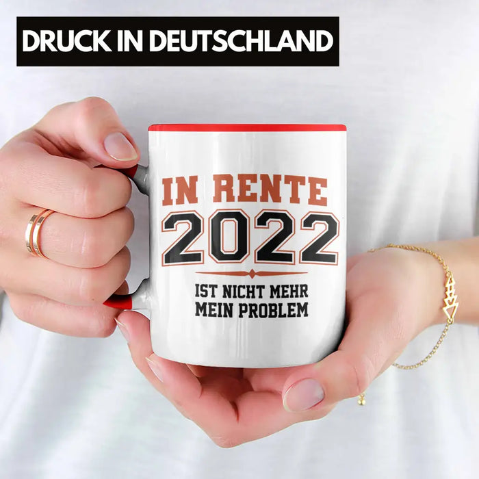 Renter 2022 Tasse Ruhestand Geschenk Rente für Mann Frau Lustig Renteneintritt Abschied Rentnerin Spruch Rot Trendation